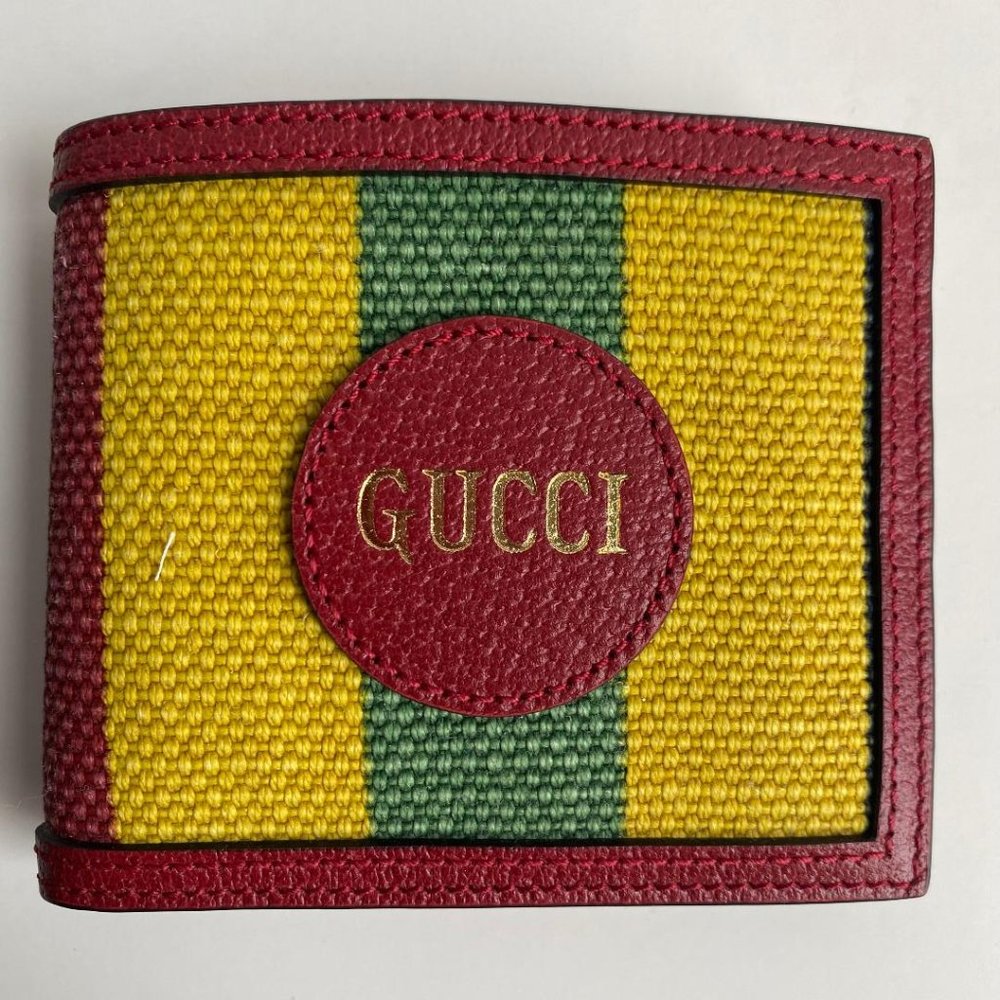 GUCCI NEW BAIADERA STRIPE BIFOLD LEATHER … - Picture 2 of 9